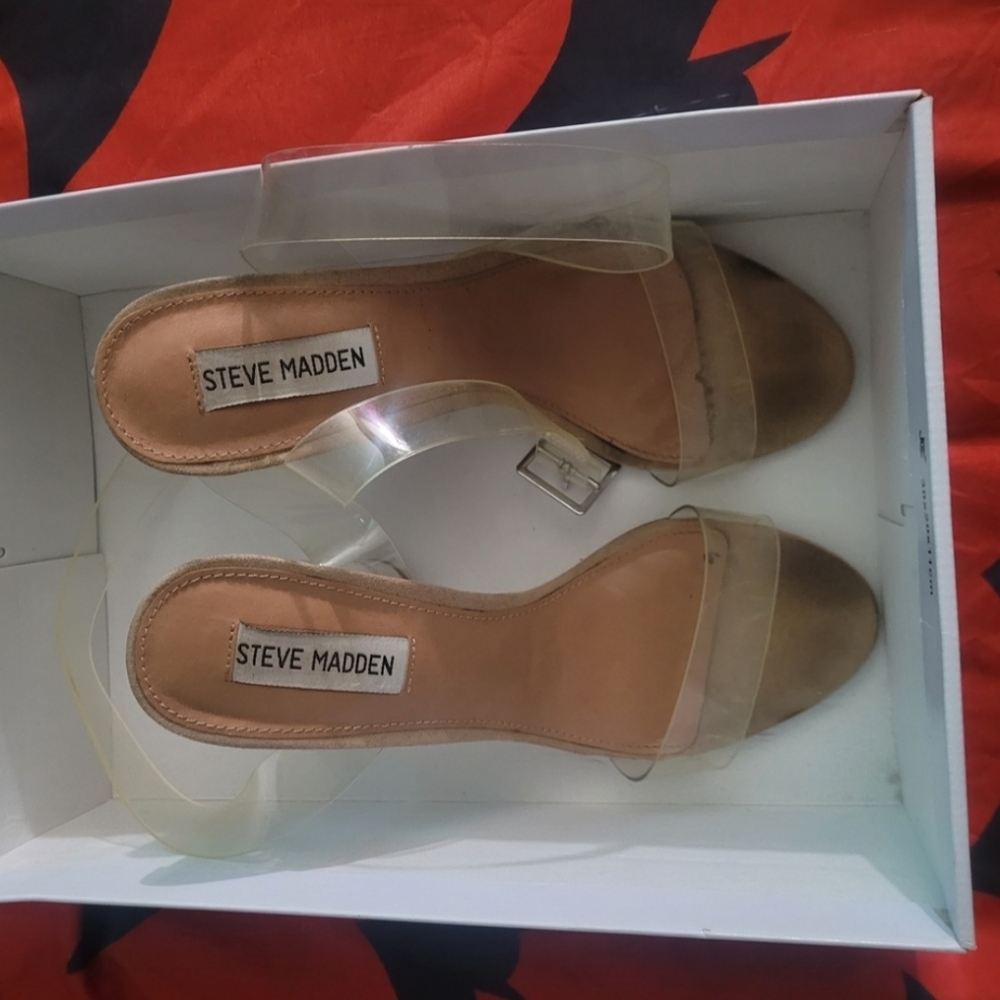 Steve Madden Transparent Strap Gold Heels 8 - image 2